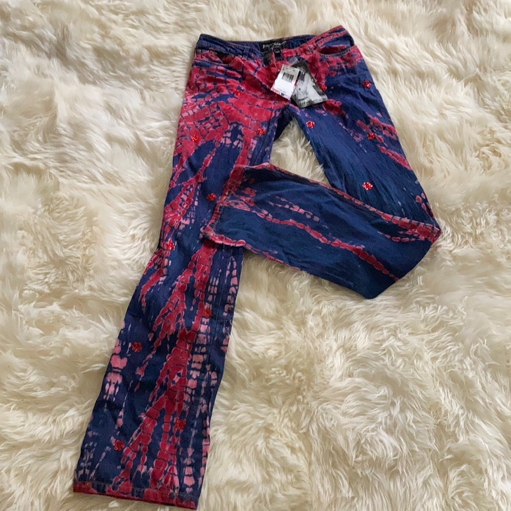 COPY - Tie dye and sequence soft denim jeans